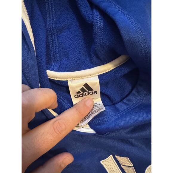 Adidas Kid’s Active Fleece Pullover Hoodie Royal Blue/White Medium - Picture 5 of 5